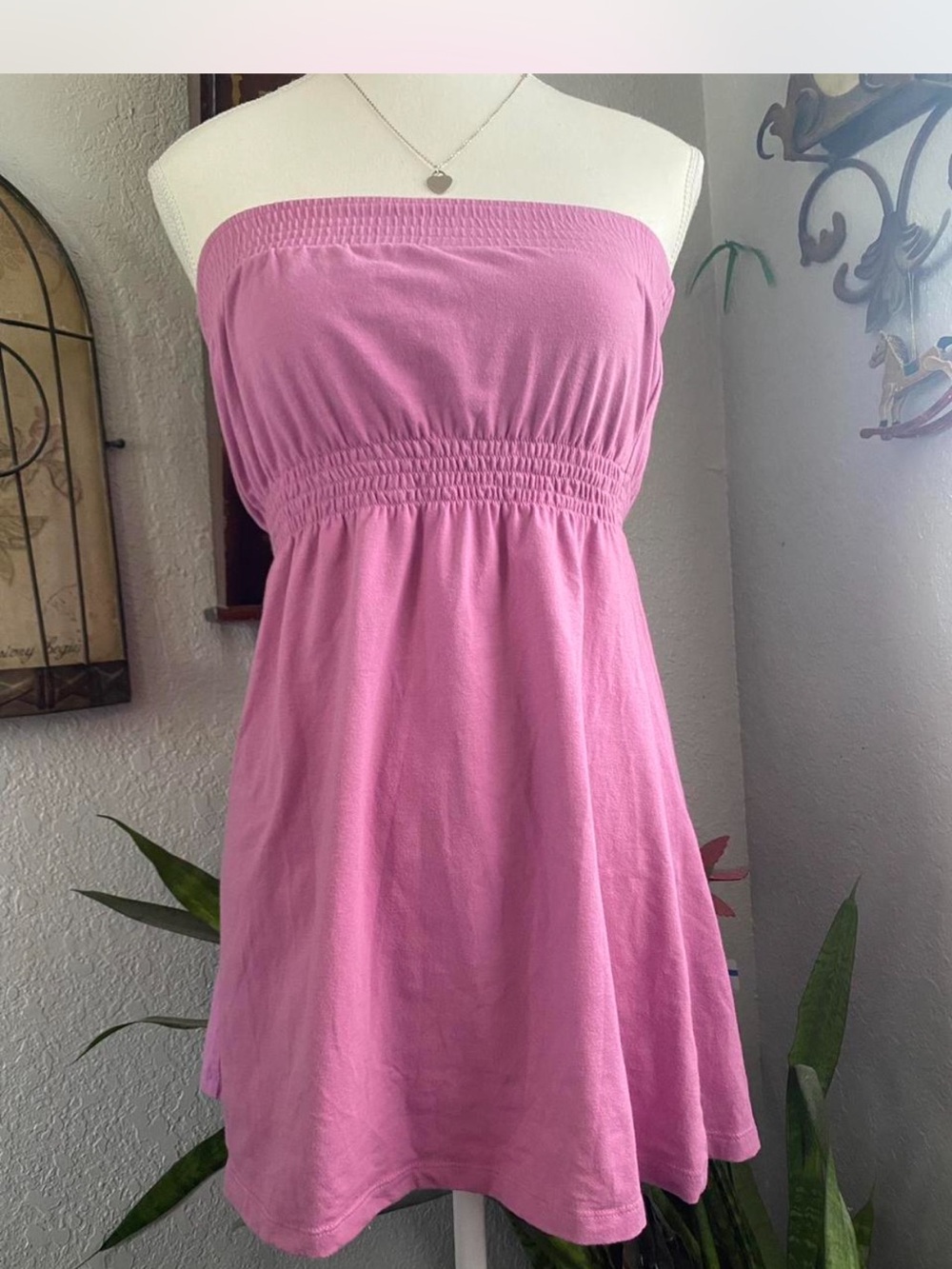 Strapless Pink Smocked Waist top